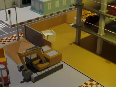 Lowpoly Industrial City Low-poly 3D model