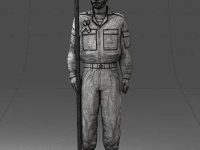 000114 Soviet Tank Crewman with Goggles 0116 3D model