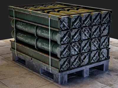 Military Cartridge Tube Cargo Low-poly 3D model