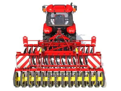 Tractor with Compact Disc Harrow 3D model purchase
