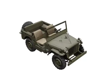 Willys MB Military Jeep Low Poly Classic Army Vehicle Low-poly 3D model