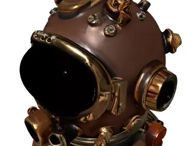 Vintage Deep Sea Diving Helmet Low-poly 3D model