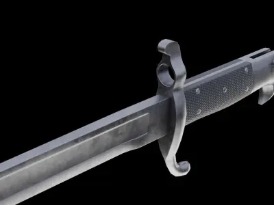 German bayonet Hirschfanger 1871 Hf71 Low-poly 3D model