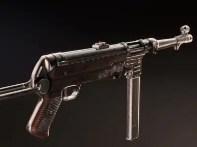 MP 40 - WW2 Submachine Gun - PBR Game Ready Low Poly Free low-poly 3D model