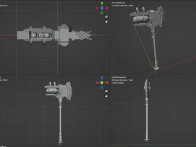 Simple stylized Battle Axe Low-poly 3D model