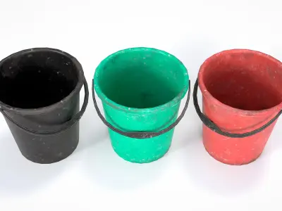 10L Plastic Bucket Low-poly 3D model