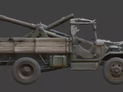 Heavy Artillery Transport Wreckage Low-poly 3D model