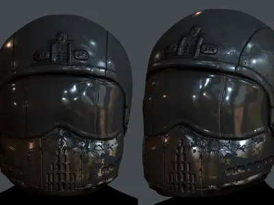 Gas mask helmet 3d model scifi Low-poly Low-poly 3D model Low-poly 3D model 2