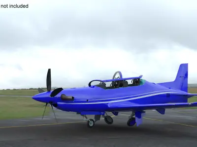 Training Aircraft Blue Rigged 3D model