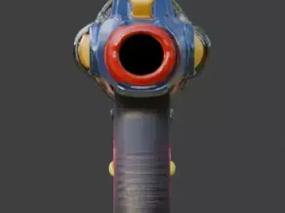 Cosmic Atompunk Kinetic Pulse Pistol 3D Model Low-poly 3D model