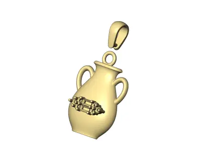 Diamond baguette cluster urn pendant charm with bail 3D print model