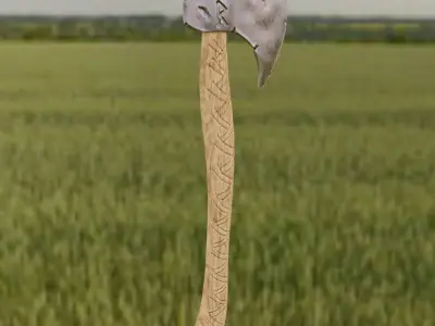 Game ready RUNIC AXE Free low-poly 3D model