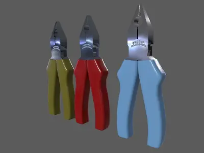 pliers three different colored Low-poly 3D model