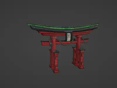 3D Stylized Japanese Torii Gate Asset 3D model