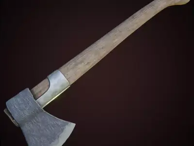 Woodcutters axe Low-poly 3D model
