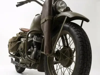 WWII Era Military Motorcycle - Harley-Davidson WLA Low-poly 3D model