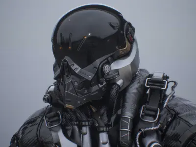 Sci-Fi Military Pilot Character PBR 3D model