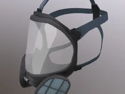 Gas Full Face Mask Respirator Low Poly  Low-poly 3D model