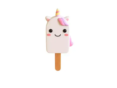 Low-Poly Unicorn Ice Cream Cute  Low-poly 3D model