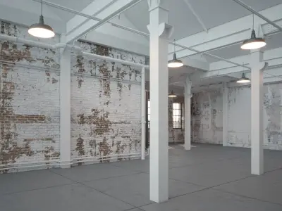 Old vintage industrial Loft Studio Apartment with brick walls 3D model