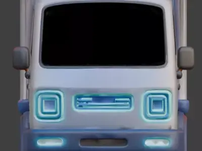 Futuristic Stylized Delivery Truck 3D Model Low-poly 3D model