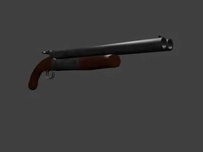 game ready double barrel shotgun Low-poly 3D model