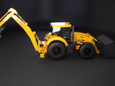 Generic Large Backhoe Loader Low-poly 3D model