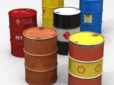 55 Gallon Drum Collection  high poly 3D model