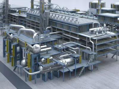 petrochemical plant Low-poly 3D model