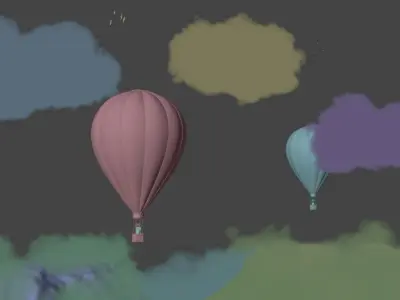 Air Balloons CGI Movie Scene Low-poly 3D model