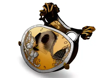 Ornate Lute Guitar 3D Model Low-poly 3D model