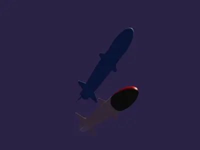 Missiles two jets flying in sky 3D model