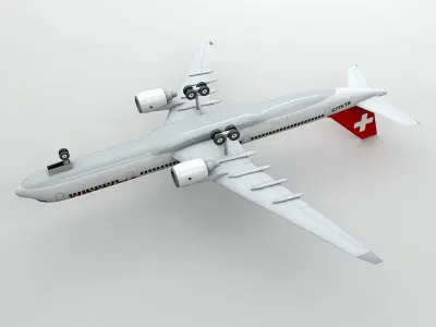  Airbus A330 Airliner - Swiss Air Low-poly 3D model
