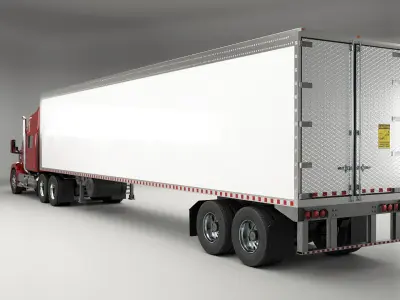  Generic Semi Truck Sleeper Cab and Refrigerated US Trailer 