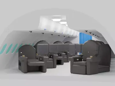 Cartoon Airplane First Class Cabin Interior 3D model