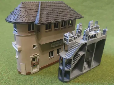 Austrian Signal Box Loeben Hbf 1-160 resin 3D print model