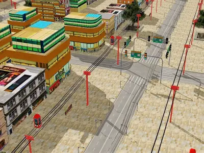 Low Poly Street  Low-poly 3D model