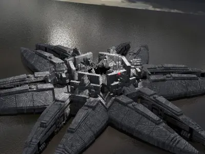 Star Flower platform ship Kit bash  3D model