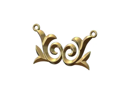 Antique floral scroll pendant 3D print model