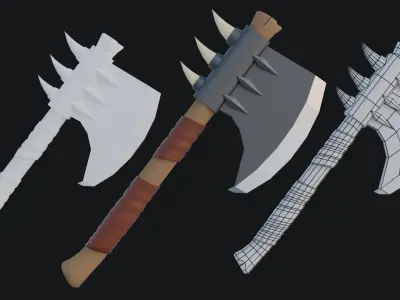 Lowpoly Axe Asset Pack Low-poly 3D model