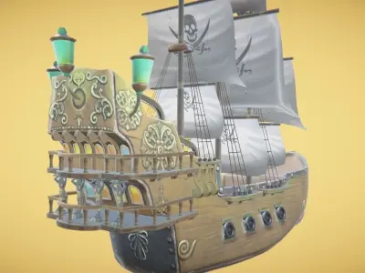 Monster Ship Hand-Painted Low-poly 3D model