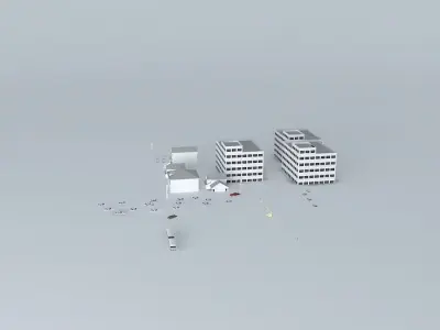 Movie Set group of buildings 3D model