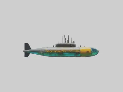 Underwater Submarine 1 Low-poly 3D model