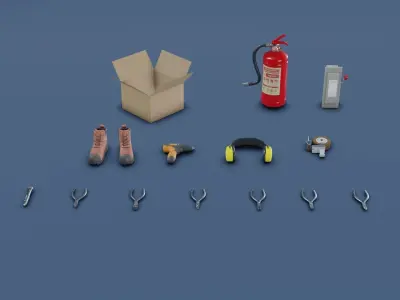 Workshop assets pack Low-poly 3D model