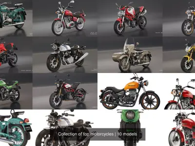Collection of top motorcycles 3D Model Pack
