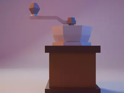 Low Poly Stylized Manual Coffee Grinder Low-poly 3D model
