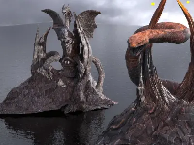 Hells Depths Snake cliffs 2 models 3D model