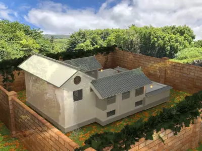Chinese courtyard house 3D model 5