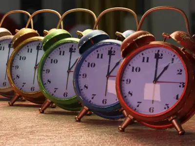 Classic vintage alarm clock Low-poly 3D model