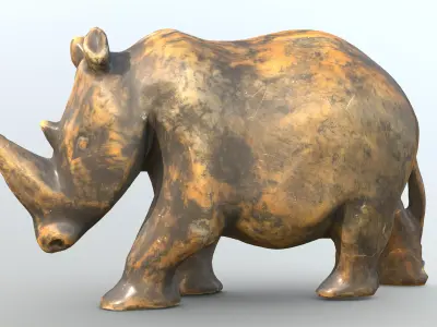 Hippo Stone Figure Low-poly 3D model